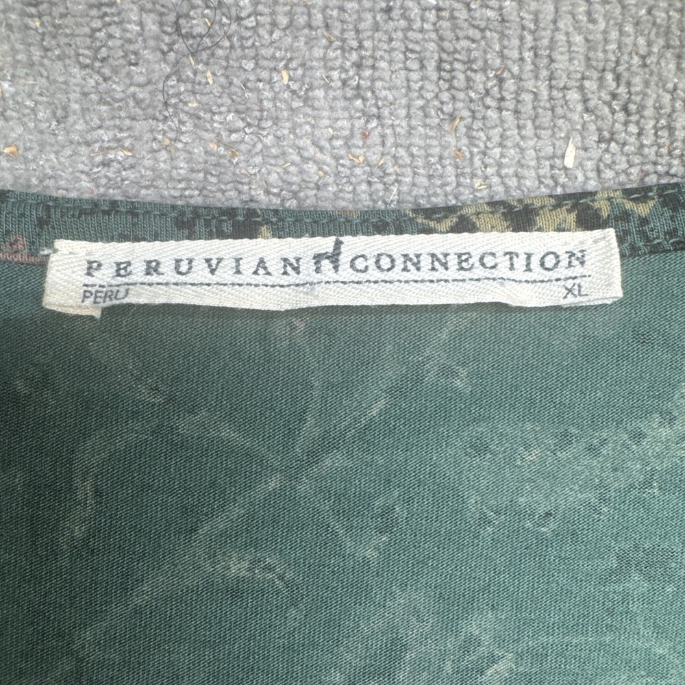 Peruvian Connection Green Floral Long Sleeve Knit Dress with Pockets Women's XL‎ - Picture 3 of 10